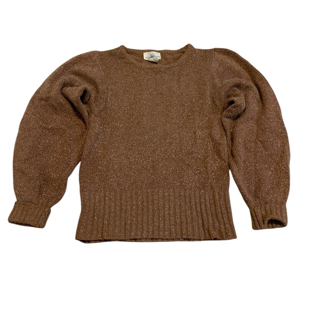 Brown Metallic Crewneck Women’s Sweater